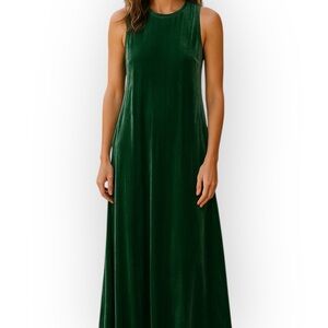 Unsubscribed Velvet Rally Green Maxi Column Dress Size 4 NWT $298